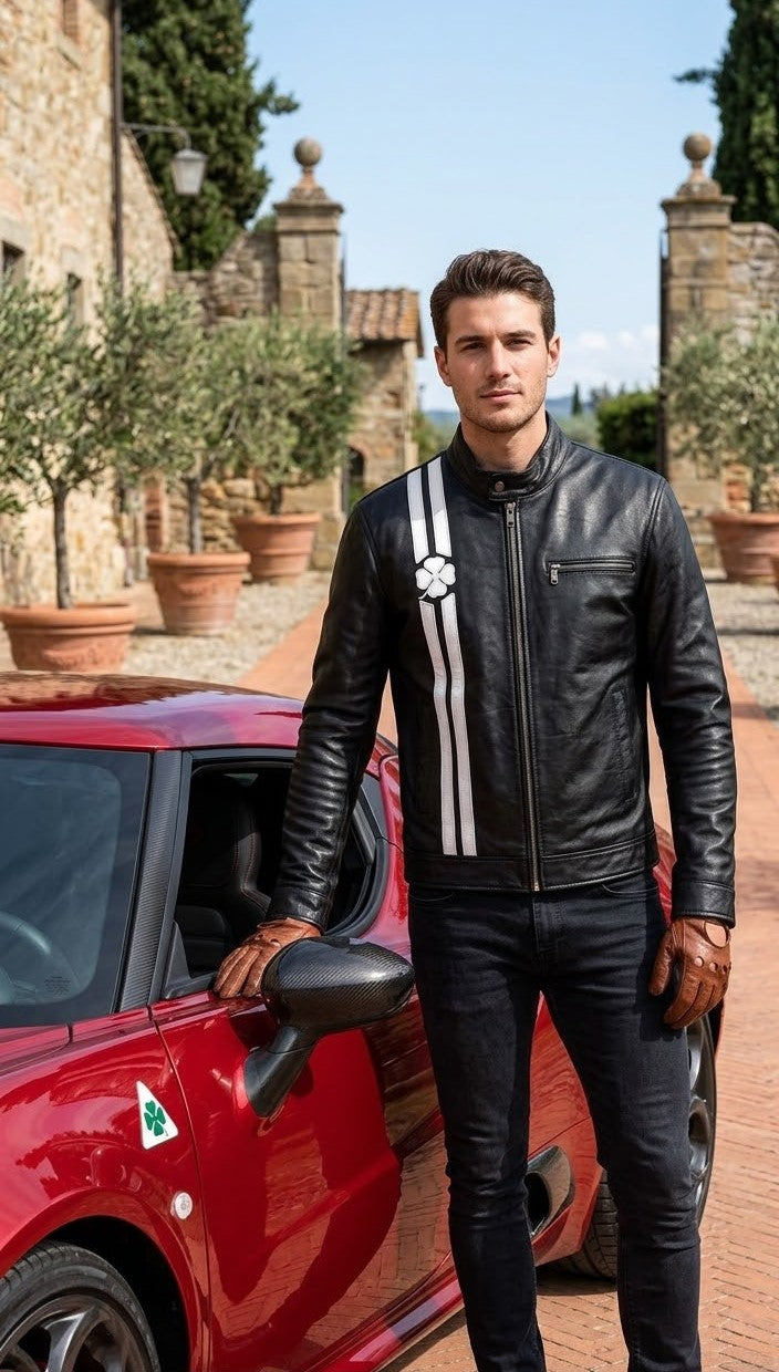 Quadrifoglio Red Leather Jacket